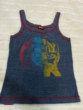 Hysteric Glamour Blue Tank with Multicolor Graphic and Red Trim
